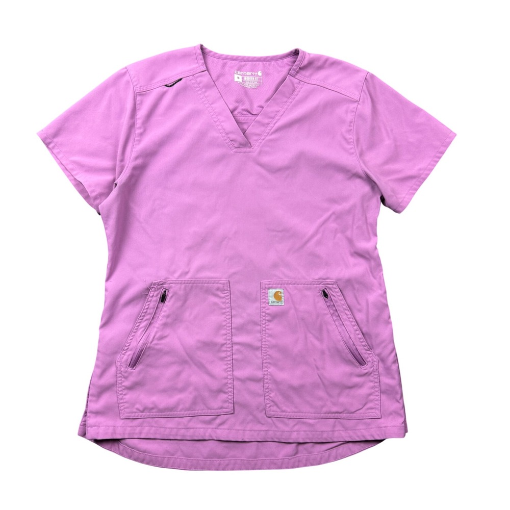 Carhartt Womens Medium Modern Fit Scrub Top V-Neck Pink C12237 Nurse top